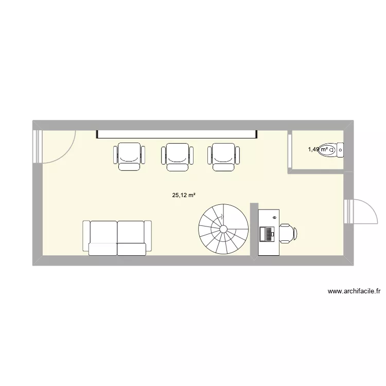 projet salon de coiffure. Plan de 2  et 27 m²
