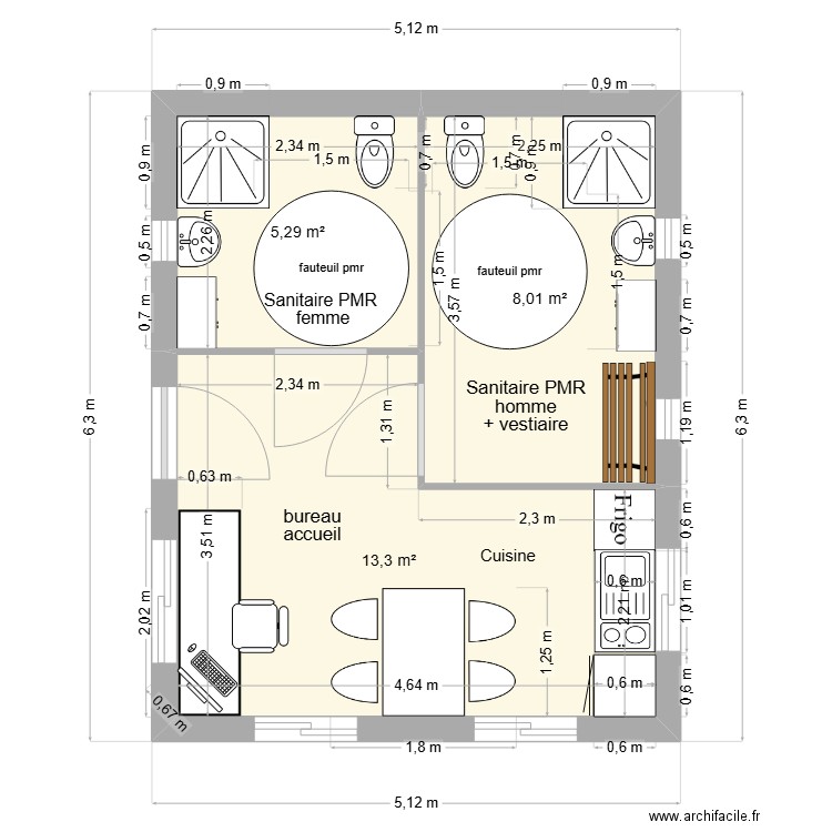 module 2 catalogue. Plan de 3 pièces et 27 m2