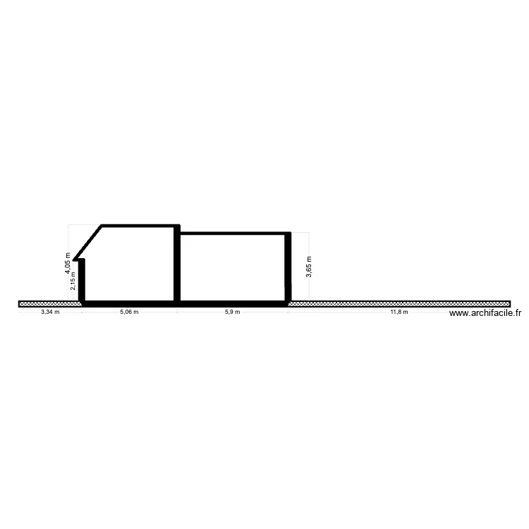 Plan de coupe maison original. Plan de 2  et 38 m²
