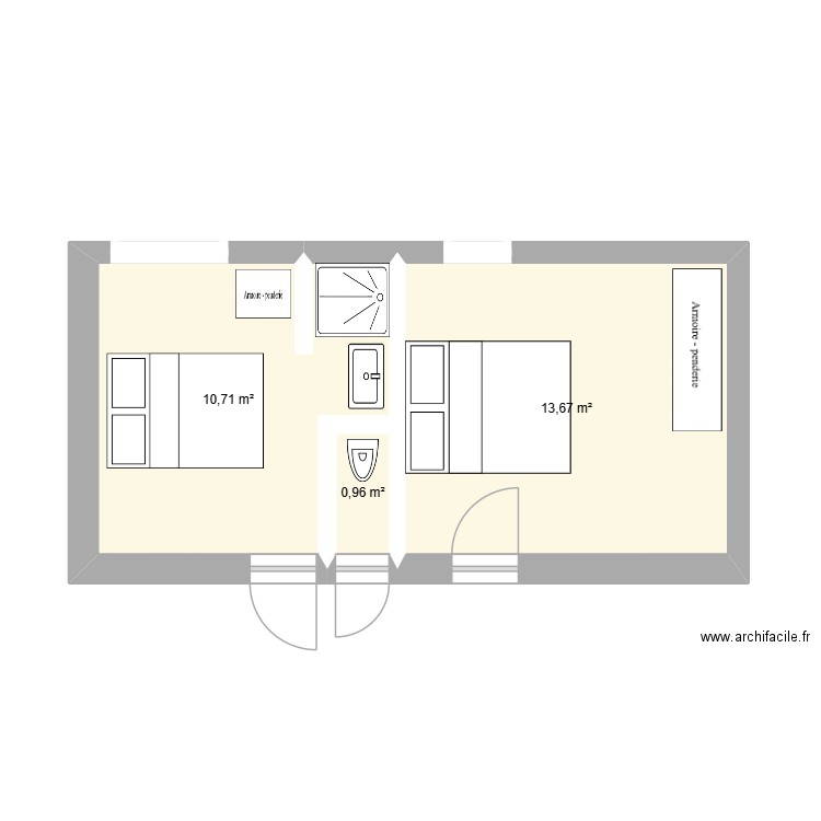 GAUTIER HELENA. Plan de 3 pièces et 25 m2