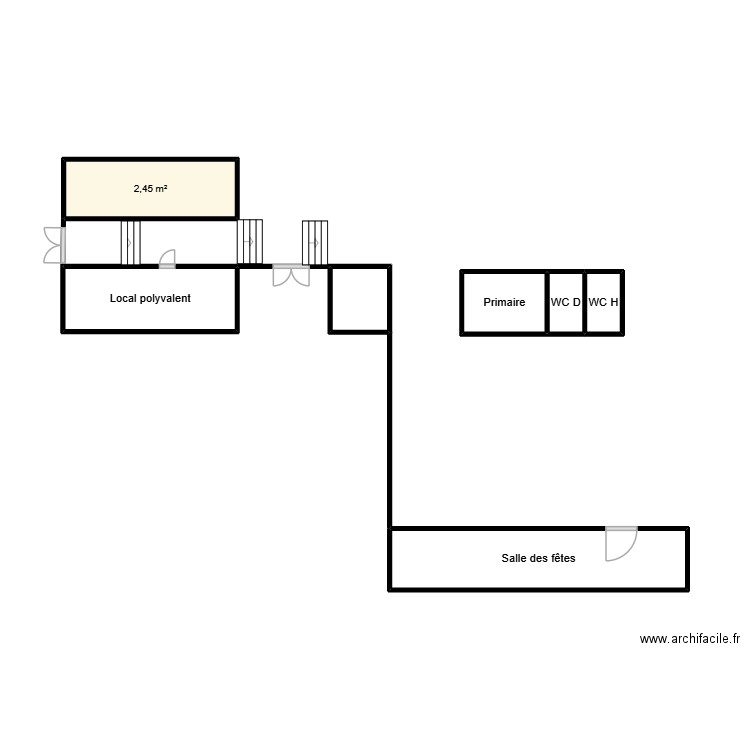 rez de chaussée. Plan de 7 pièces et 13 m2
