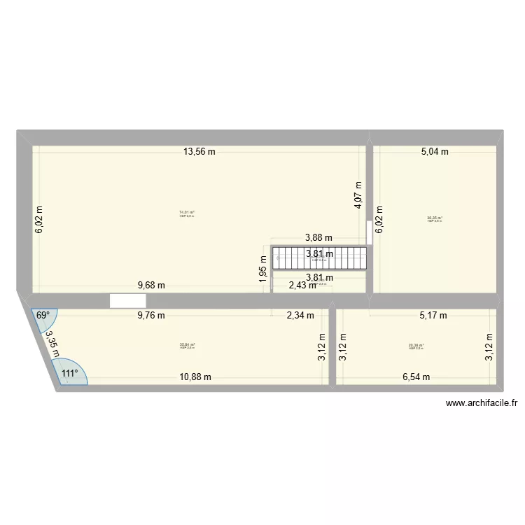 Plan CP ABADIE (Projet). Plan de 6  et 167 m²