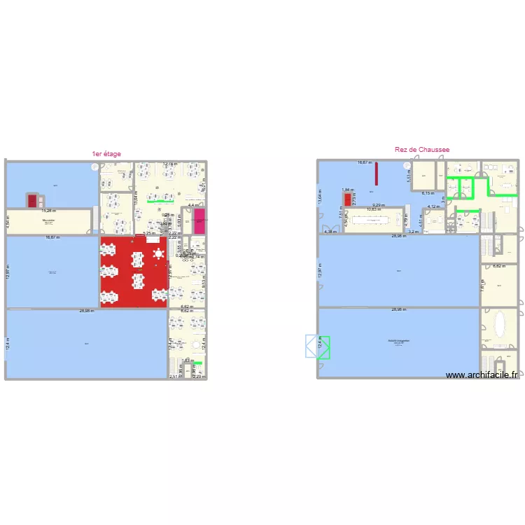 Bureaux Orona REZ. Plan de 41  et 2677 m²