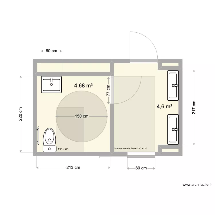 SANITAIRES HEVEA. Plan de 
