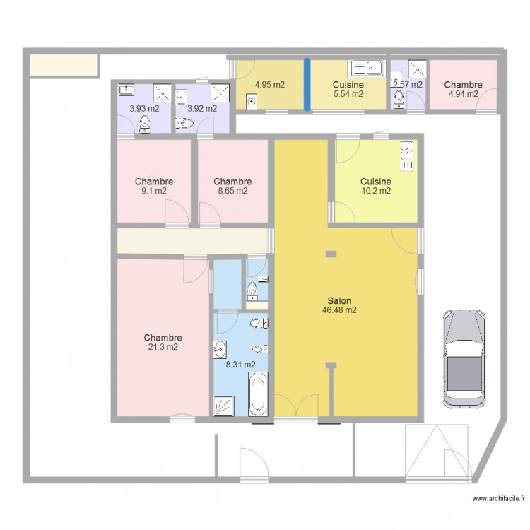 plan de villa basse. Plan de 0 pièce et 0 m2