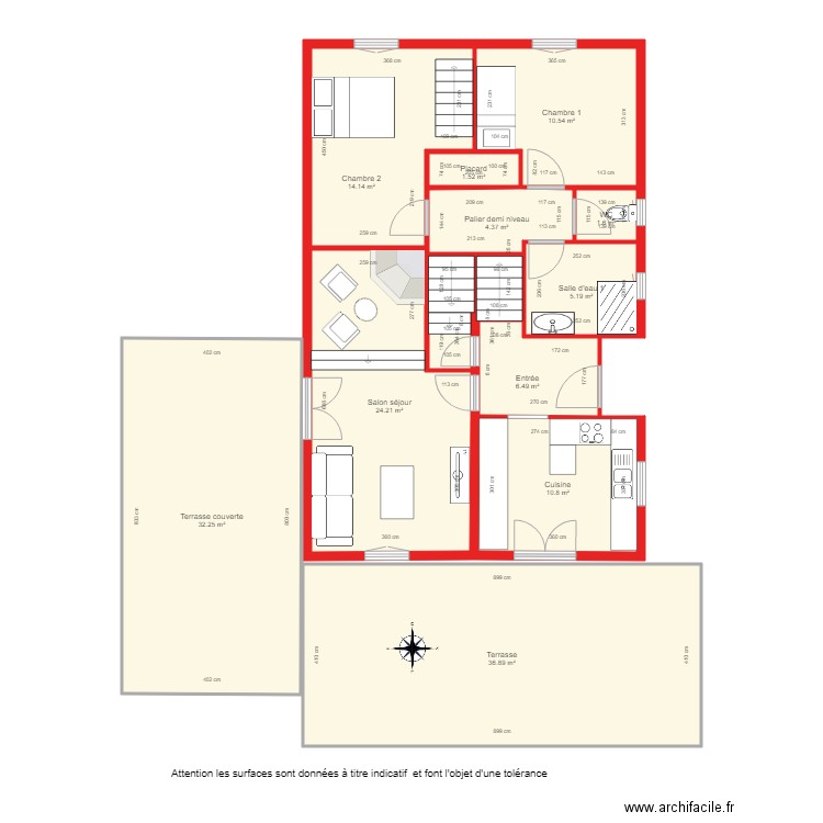 BI1990 niveau 1 et 2 cöté. Plan de 0 pièce et 0 m2