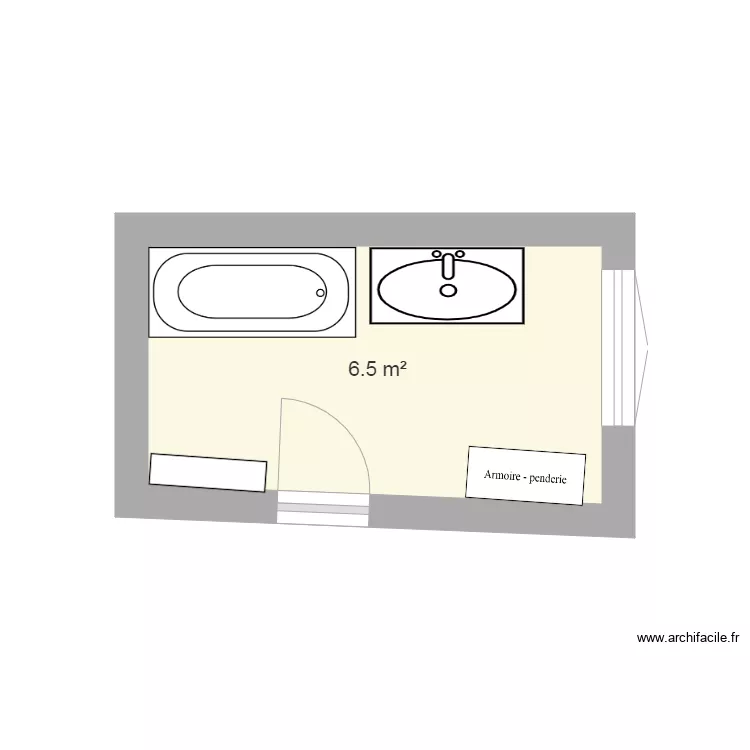 Salle de bain Leblanc existante. Plan de 