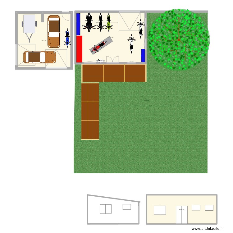 garage 6*9. Plan de 3 pièces et 105 m2