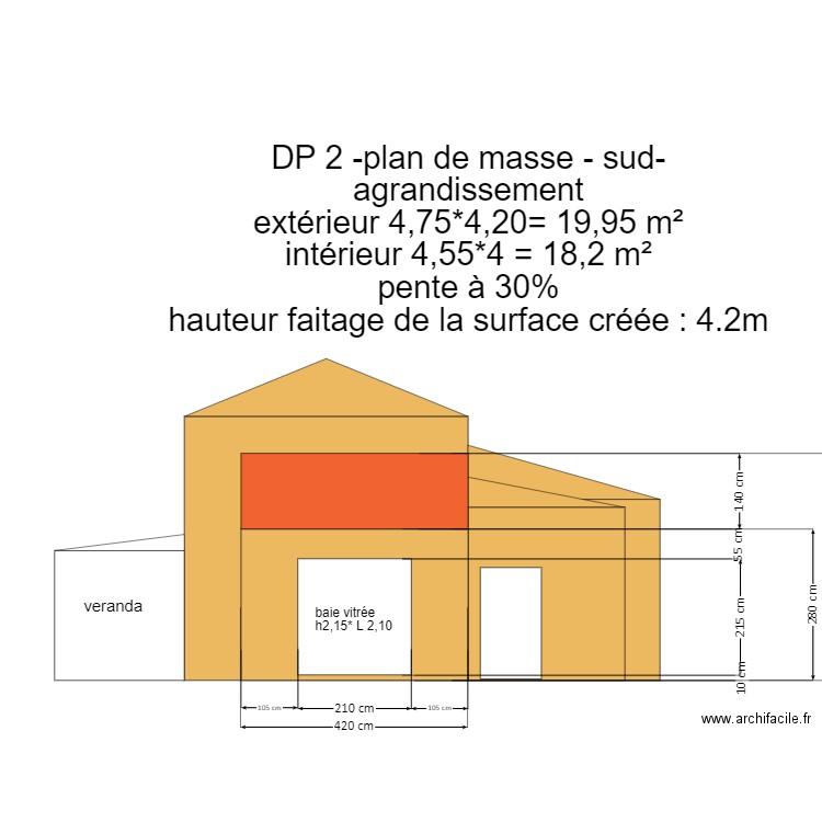 DP 2 -plan de masse - sud- agrandissement. Plan de 0 pièce et 0 m2