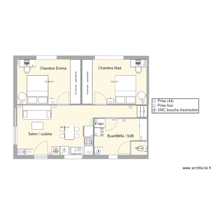 plan cieurac V11 prise PC buanderie. Plan de 0 pièce et 0 m2