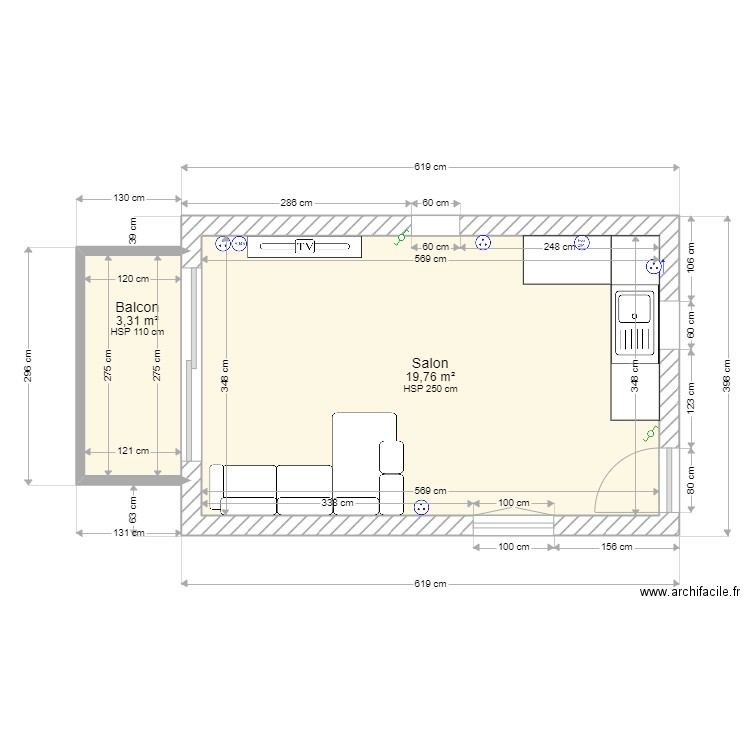 ReleveLogement. Plan de 2 pièces et 23 m2