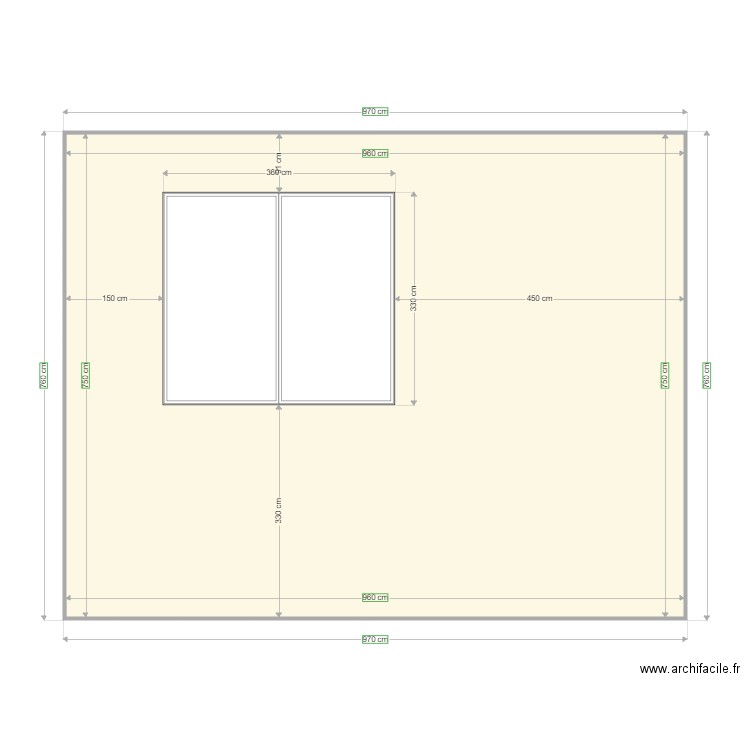 wall 7 window X 3. Plan de 1 pièce et 72 m2