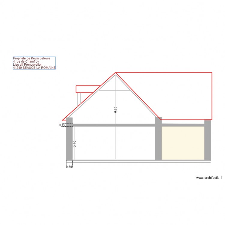 plan de coupe après travaux. Plan de 0 pièce et 0 m2