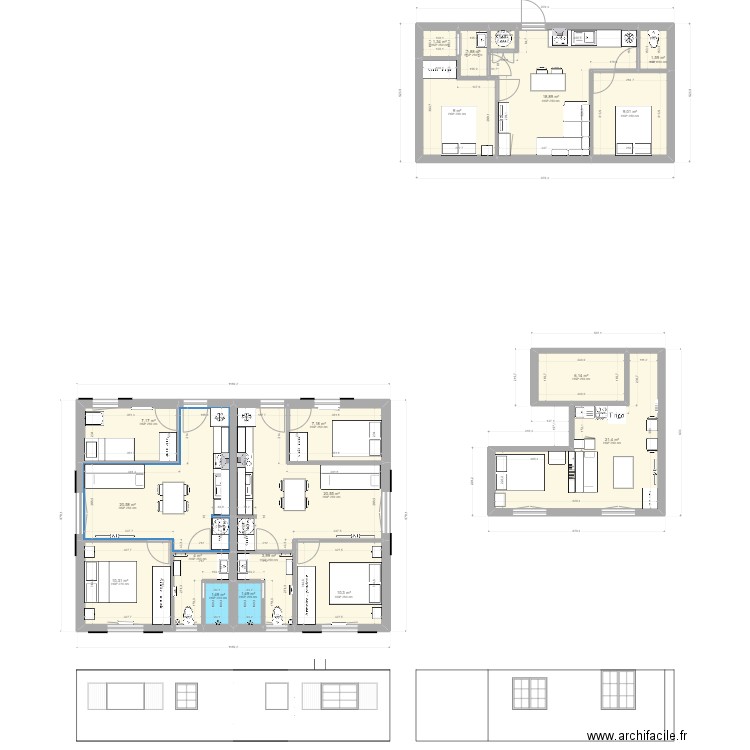 APPARTEMENT T1 . Plan de 19 pièces et 157 m2