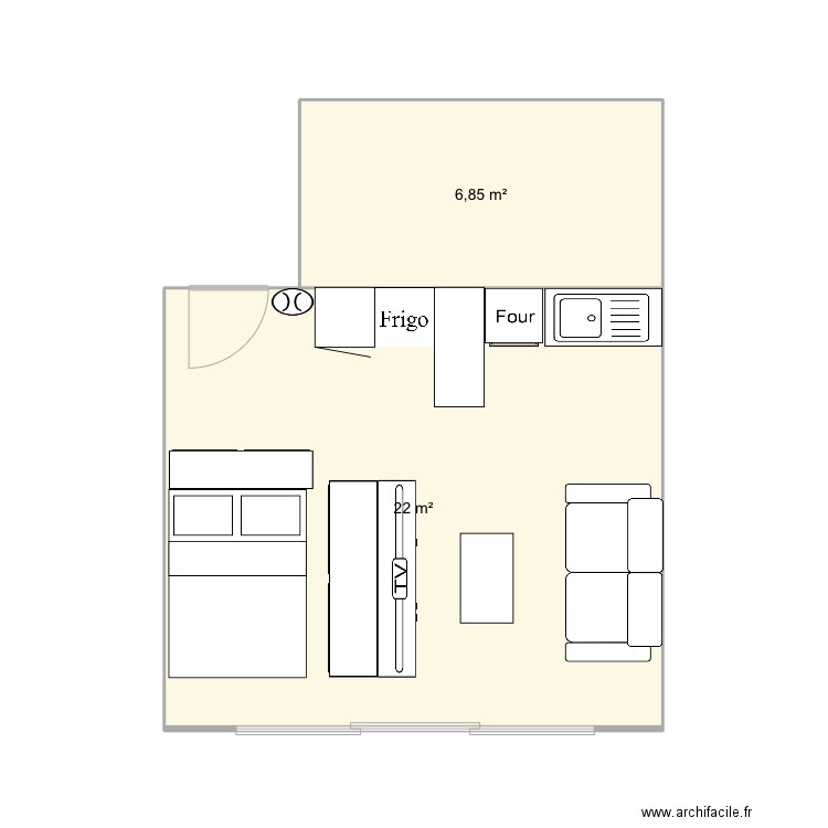 PlanB. Plan de 2 pièces et 29 m2