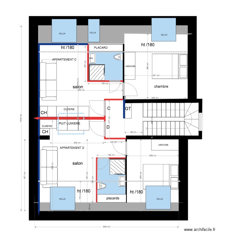 combles appart thionville projeté . Plan de 0 pièce et 0 m2