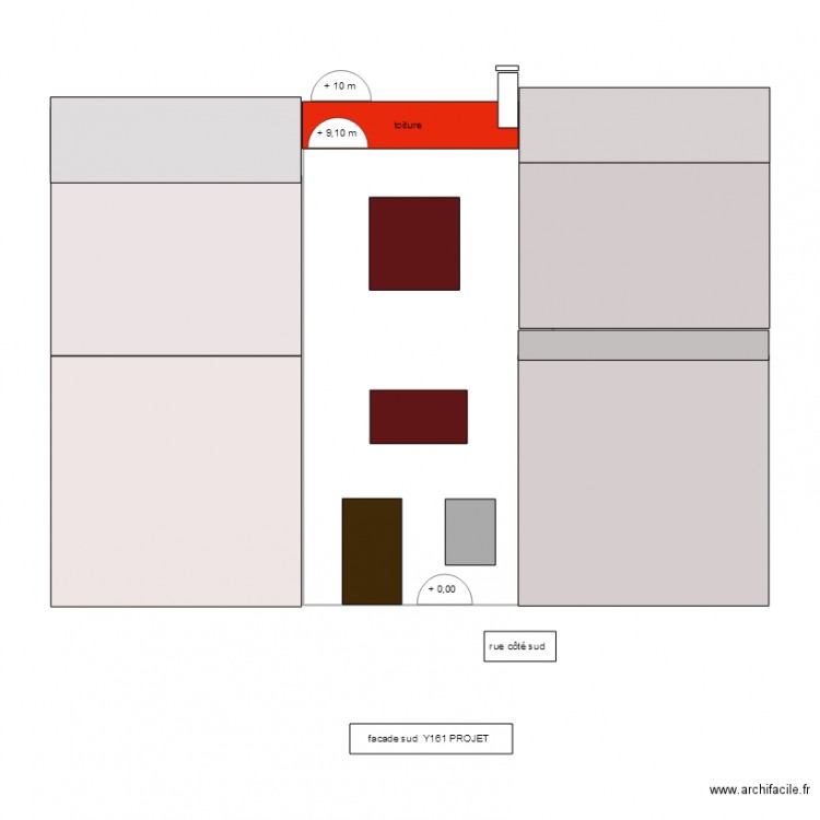 Facade sud  Y161  PROJET  PCMI 5 D. Plan de 0 pièce et 0 m2