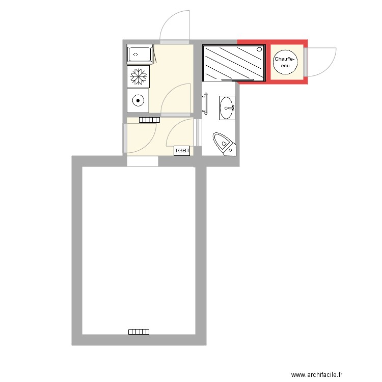 15 Lefebvre RdC cour D. Plan de 3 pièces et 5 m2