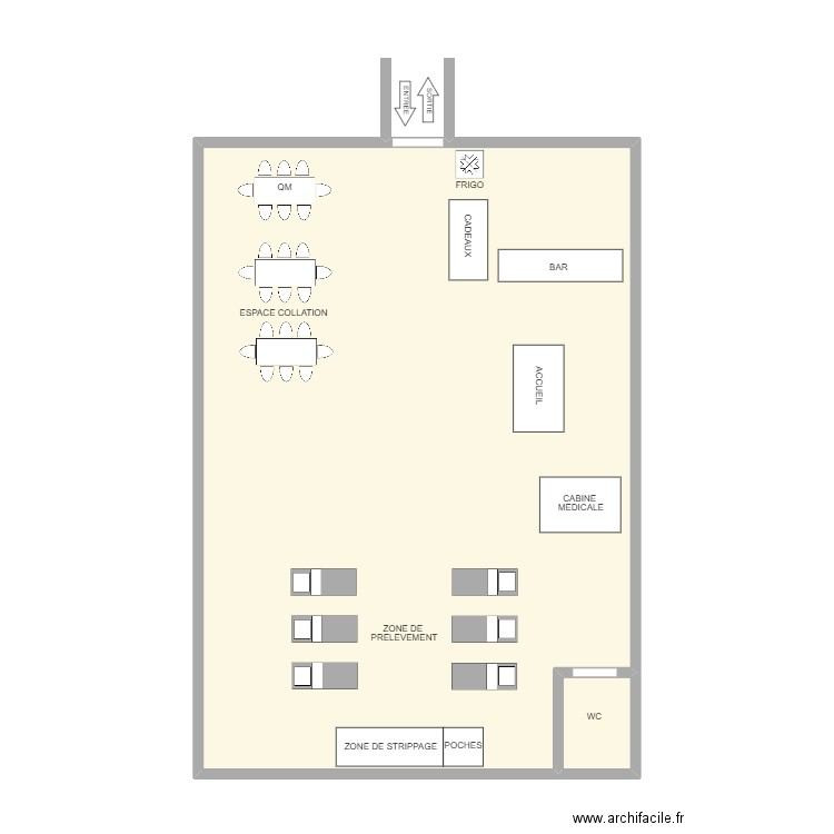 FLEURUS - Salle annexe piscine . Plan de 2 pièces et 75 m2