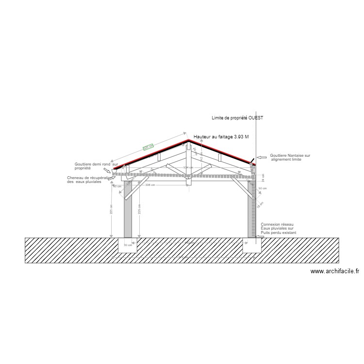 Implantation Terrain naturel. Plan de 0 pièce et 0 m2