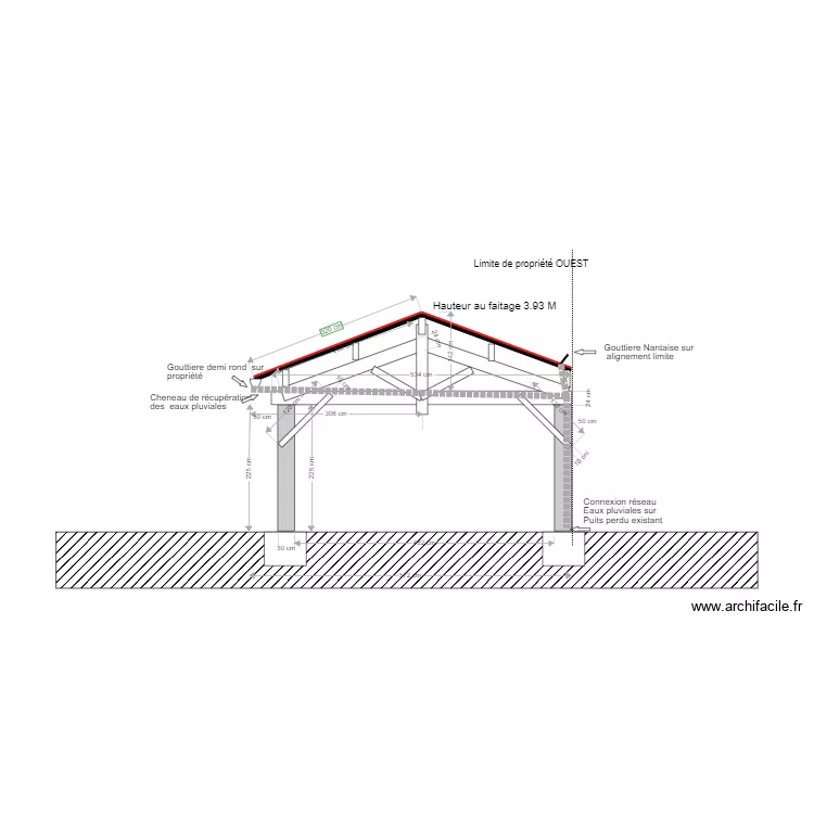 Implantation Terrain naturel. Plan de 