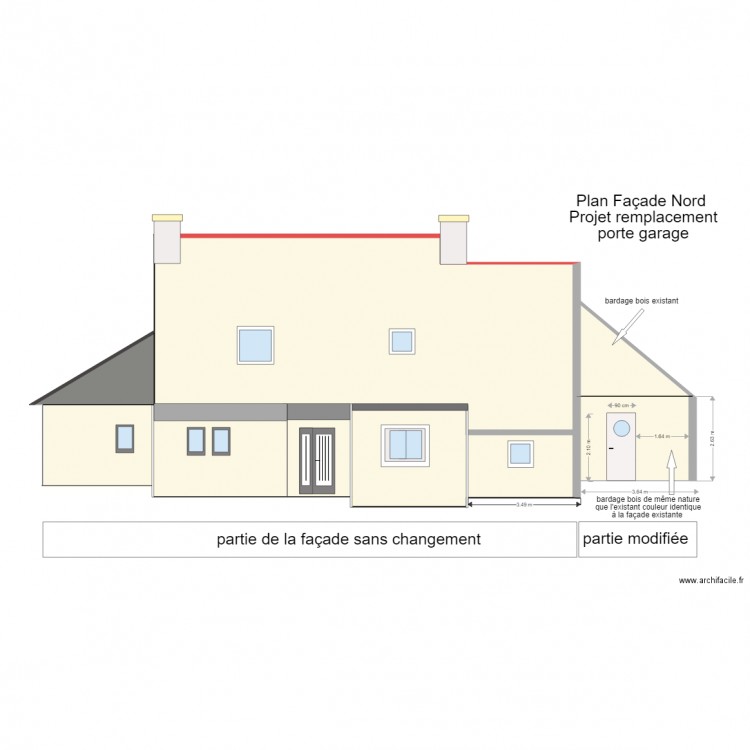 Plan de la porte façade nord. Plan de 0 pièce et 0 m2