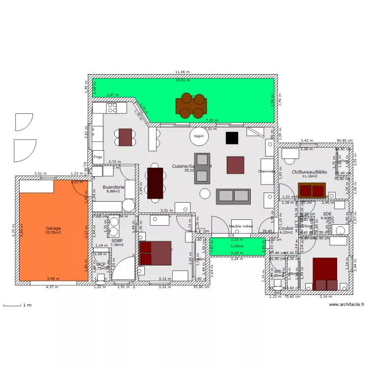 Maison plain pied 3. Plan de 