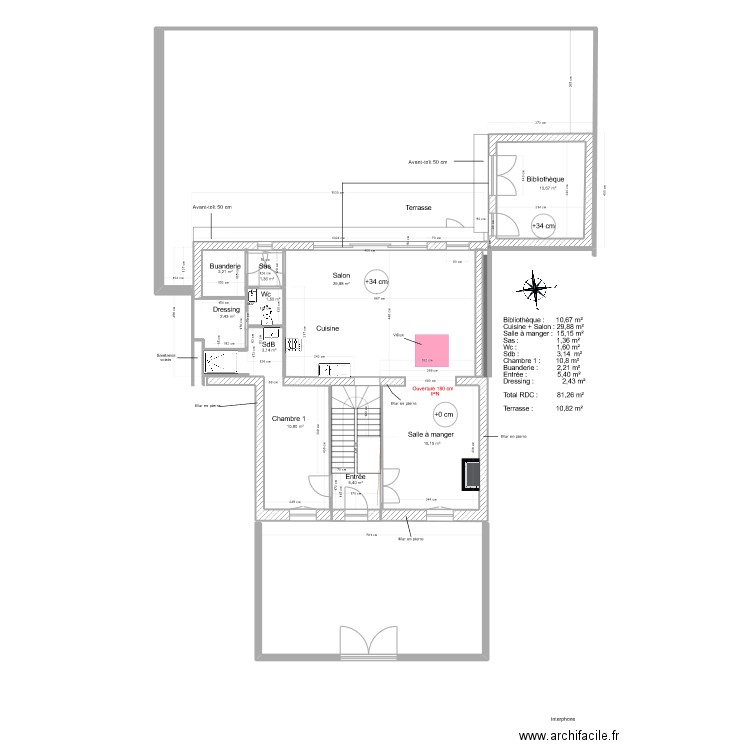 doumerc 2 gros oeuvre v15. Plan de 2 pièces et 12 m2