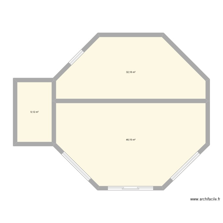 maison ronde octo. Plan de 3 pièces et 88 m2