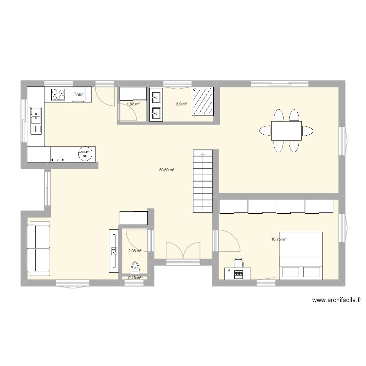 Célia-2. Plan de 6 pièces et 94 m2