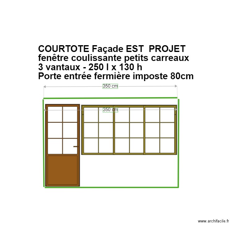 Declaration travaux projet façade EST COURTOTE avec fenêtre h 130 petits carreaux . Plan de 0 pièce et 0 m2