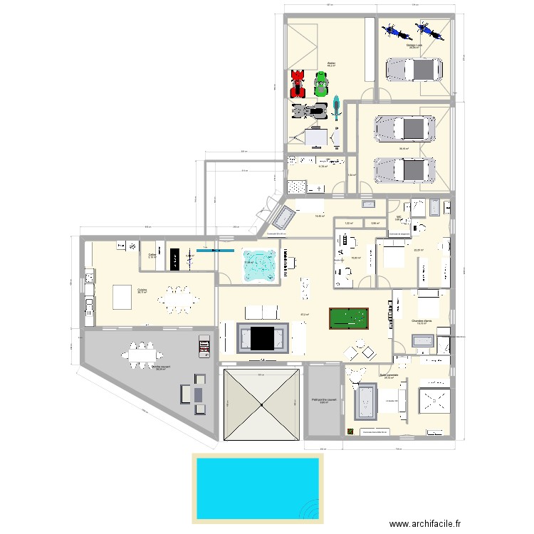 Projet maison. Plan de 20 pièces et 399 m2