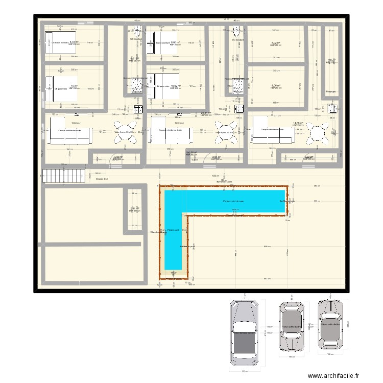 WERKADAC B. Plan de 15 pièces et 440 m2