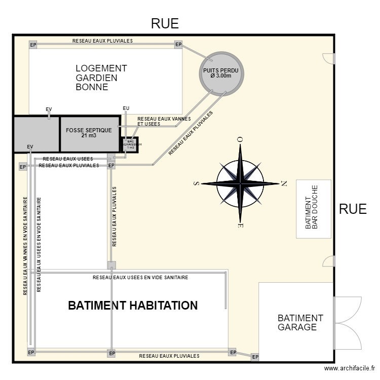 3iem PROJET MAISON TEMOIN PLAN ASSAINISSEMENT. Plan de 0 pièce et 0 m2