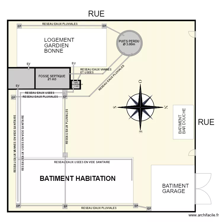 3iem PROJET MAISON TEMOIN PLAN ASSAINISSEMENT. Plan de 