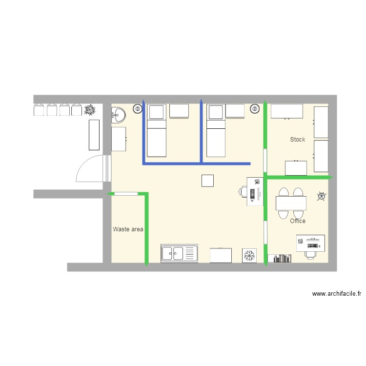 Proposal plan nursing room 4 with stock and waste area. Plan de 0 pièce et 0 m2