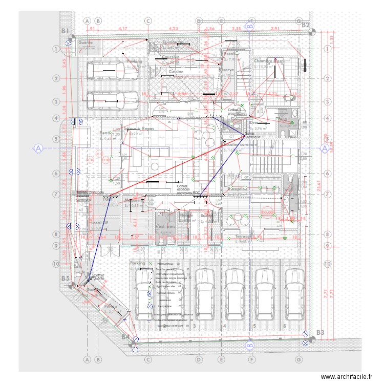 Eclairage RDC bâtiment habitation R3 BONADIWOTO. Plan de 0 pièce et 0 m2