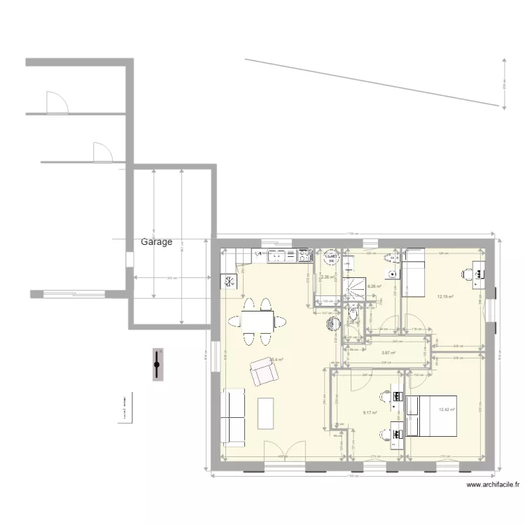extension 84m2 1 rdc b. Plan de 