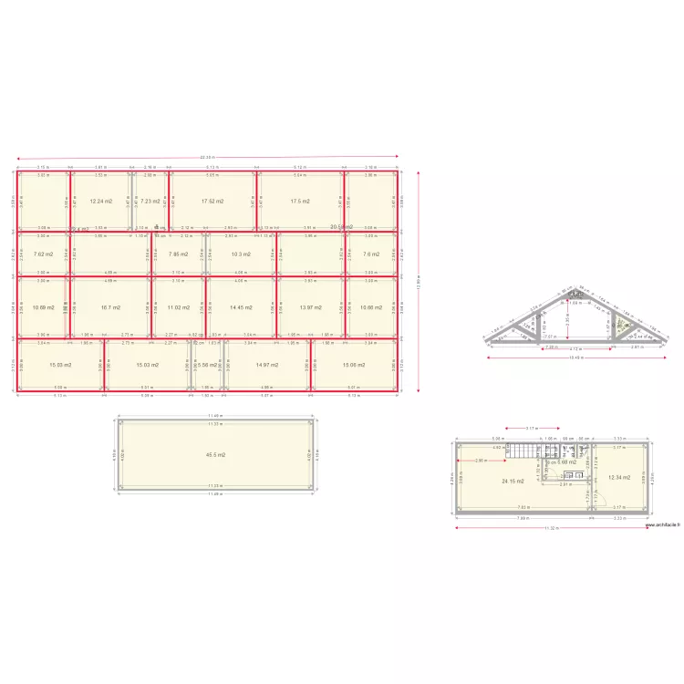 La case bambou plancher bas. Plan de 