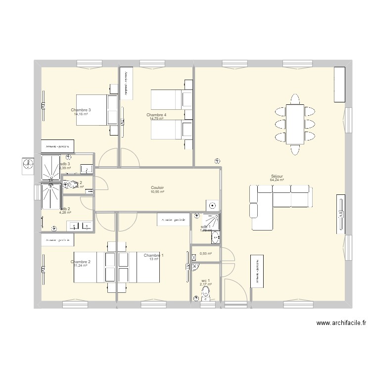 PELTIER. Plan de 12 pièces et 141 m2