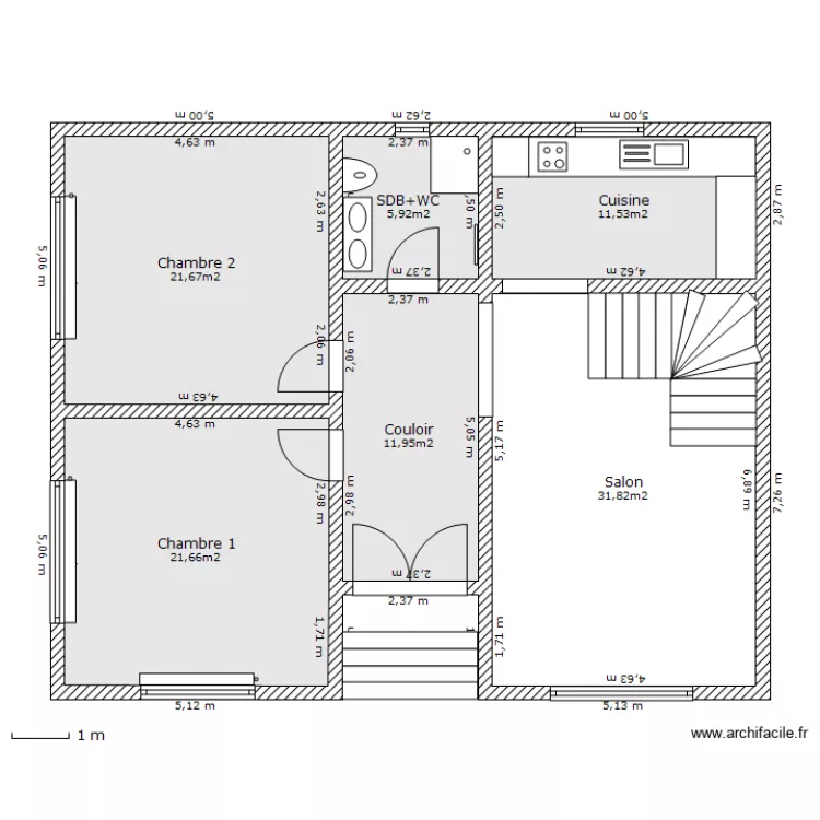 casa seini rez de chasse. Plan de 