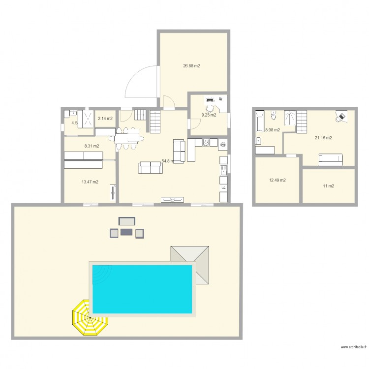 Garage en long. Plan de 0 pièce et 0 m2
