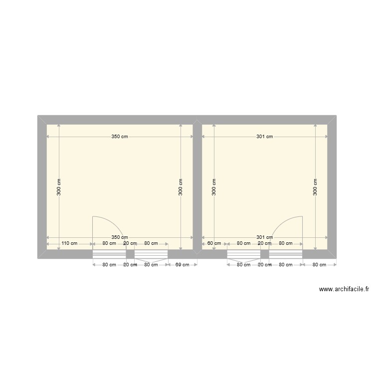 Plan de Rolly et Patin. Plan de 2 pièces et 20 m2