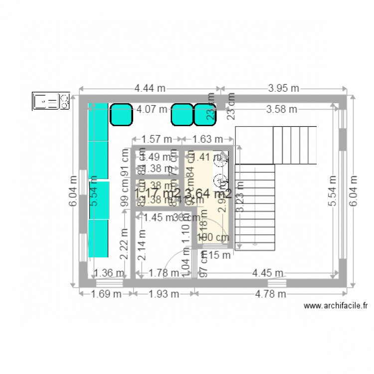 plan brut brunch interieur labo toilettes. Plan de 0 pièce et 0 m2