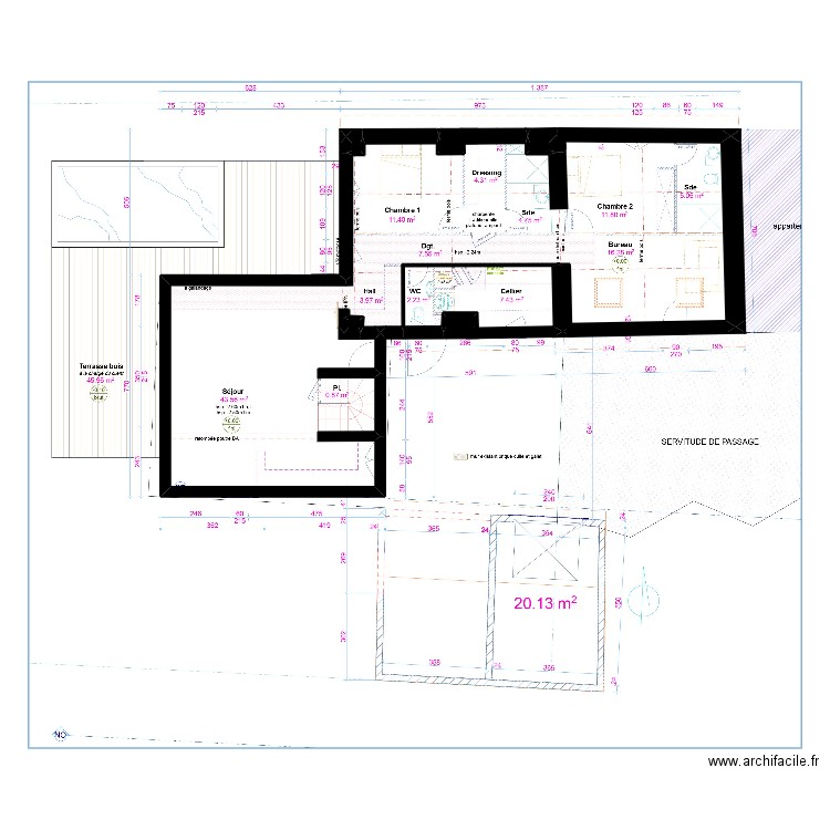 Aucamville. Plan de 4 pièces et 1 m2