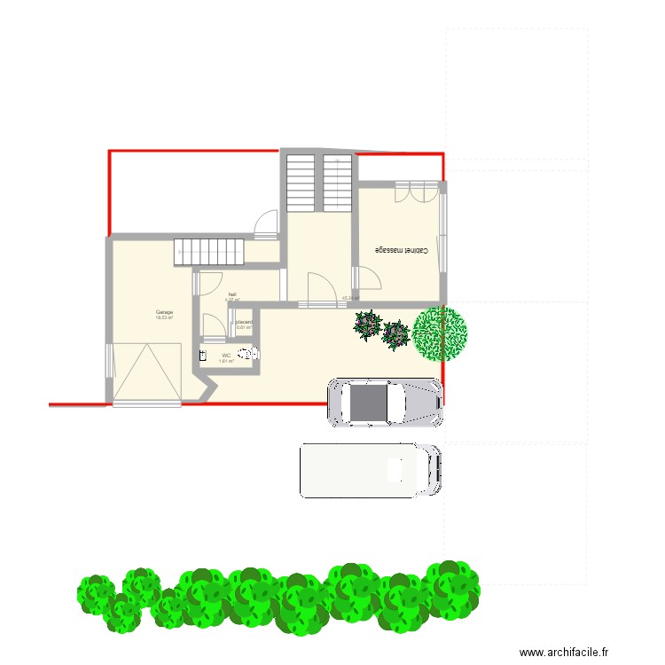 feng shui hall entree2 avec zones vides en rouge. Plan de 0 pièce et 0 m2