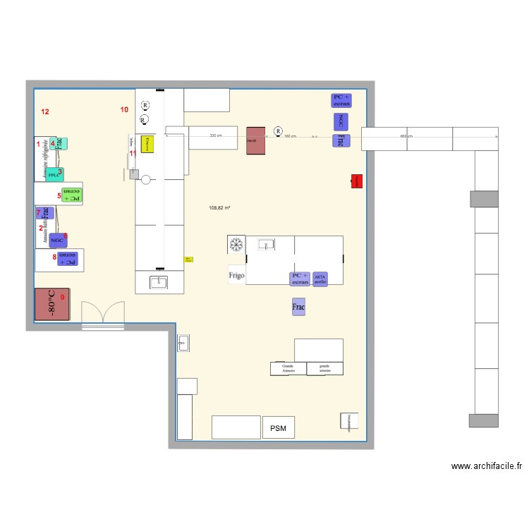 P2R biotechnologie v3. Plan de 1 pièce et 109 m2