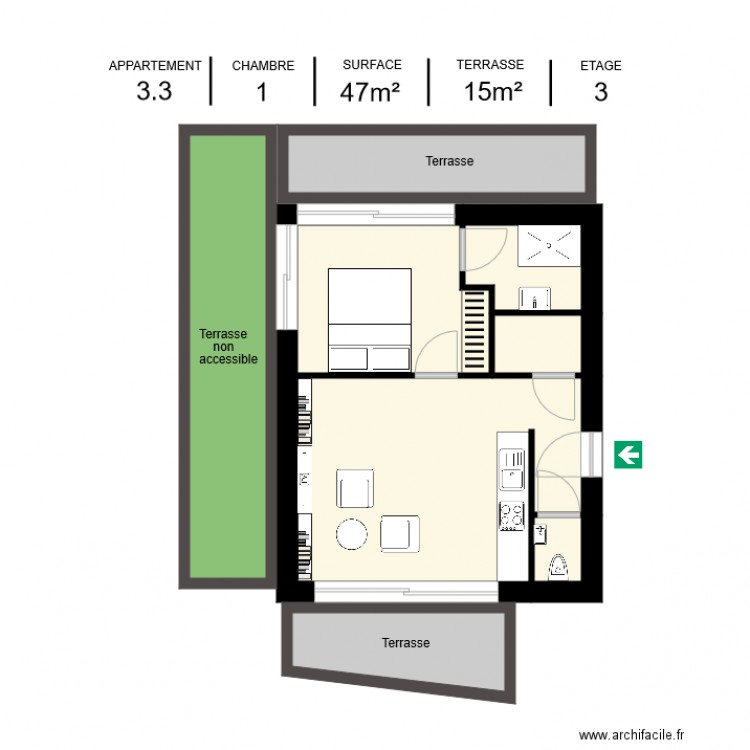 3 3 projet DOVY. Plan de 0 pièce et 0 m2