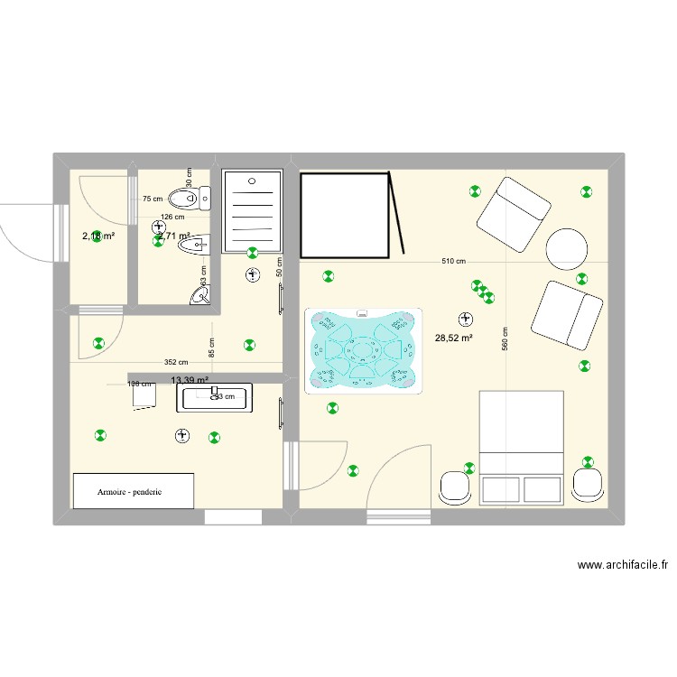 SPA et SDB 1. Plan de 4 pièces et 47 m2