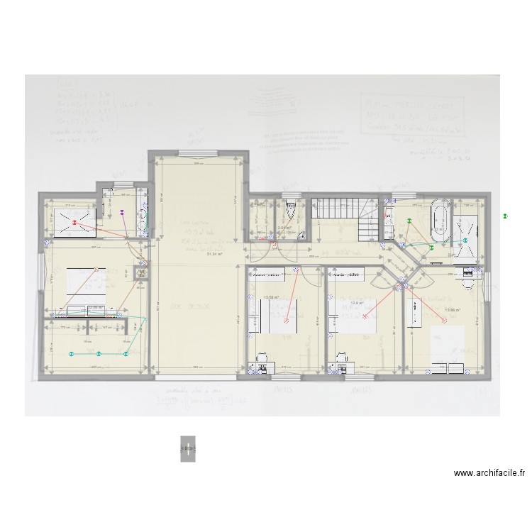 morane manu rdc. Plan de 10 pièces et 127 m2